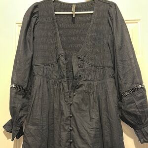 Anthropologie Charcoal Long-Sleeve Dress
